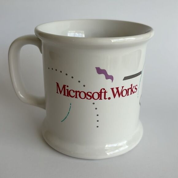 Microsoft Works Coffee Mug White The Galaxy VIP Collection Computer Advertising - Picture 2 of 9